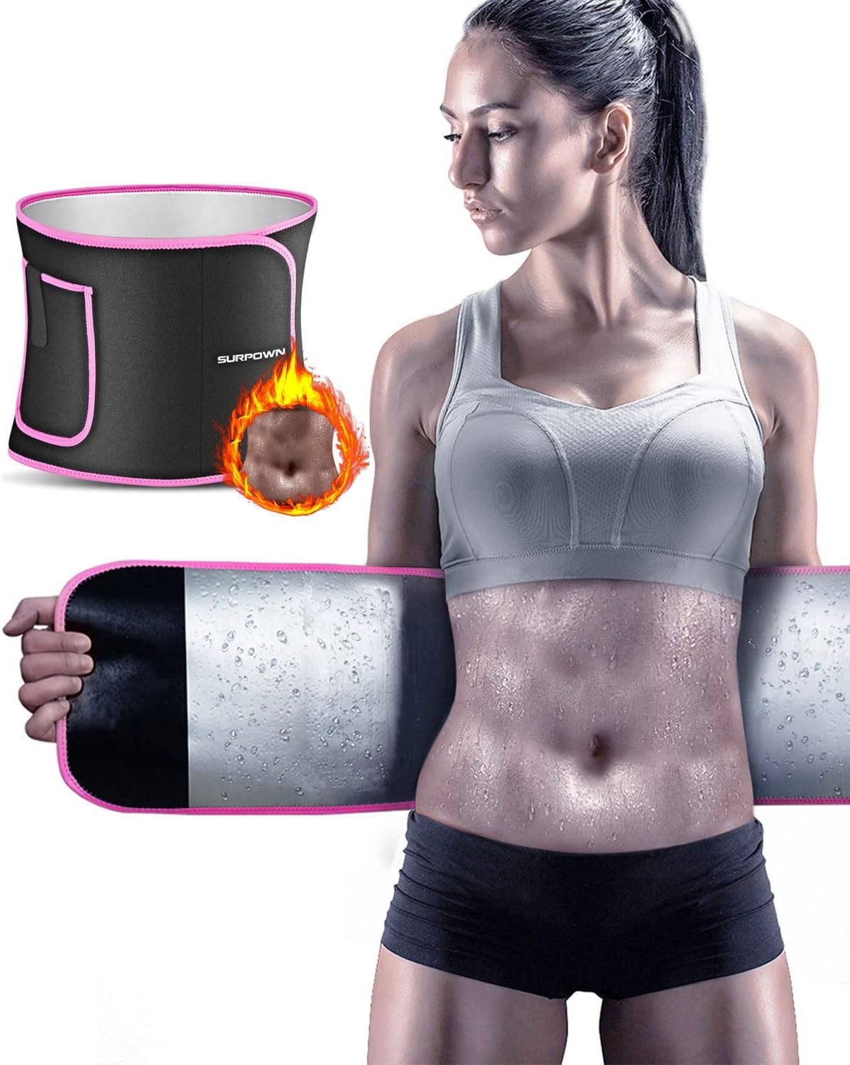 Waist Trainer for Women Men Weight Loss, Easy Clean, Stomach Flattener Band, Cincher Belly Tummy Trimmer Fat Burner Sweat Belt, Body Shaper Abdominal Slimming Binder Sport Girdle for Exercise Fitness