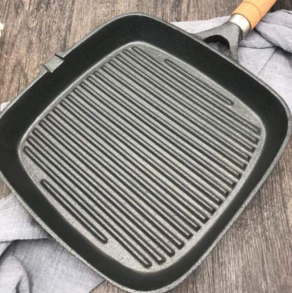 Frying Square Grill Pan, Cast Iron Premium Grill Pan Frying Pan Heavy Duty Cast Iron Grill Pan Frying Pans for Gas, Induction and Electric Stove with Handle,25Cm Pan