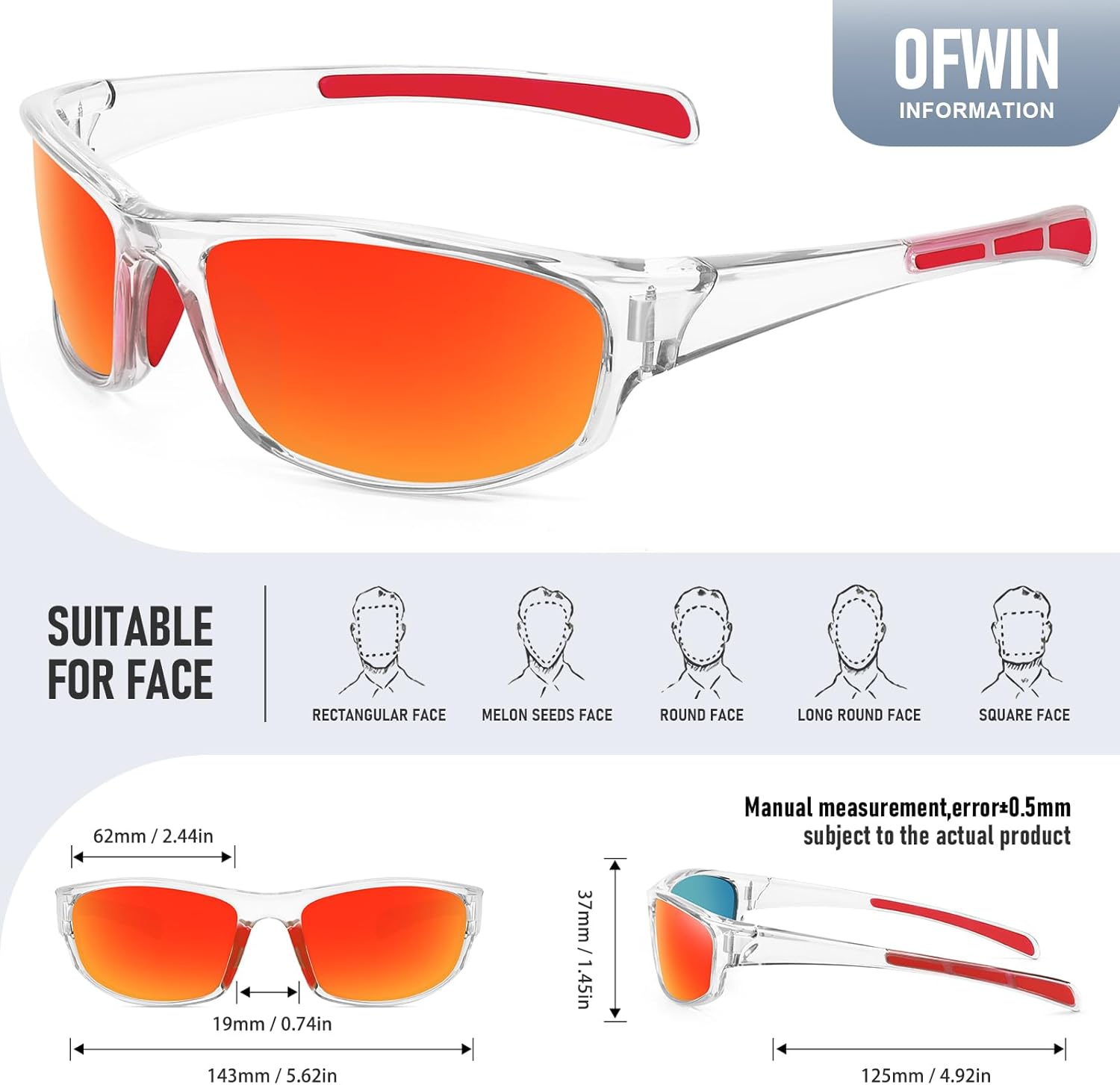 Sports Polarized Sunglasses for Men Women Wrap Around Sun Glasses Fishing Cycling Driving Running UV Protection - Image 3