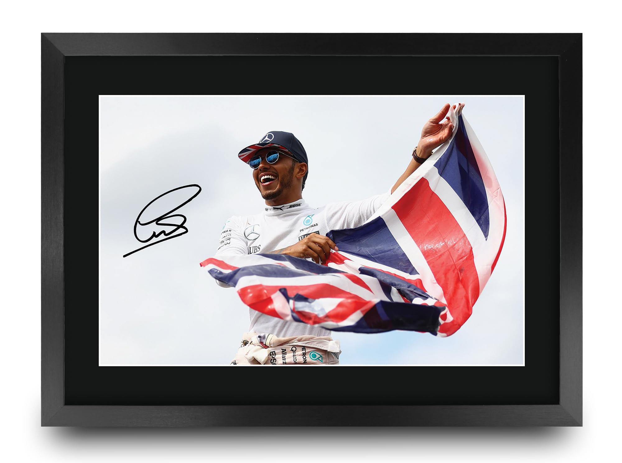 HWC Trading Lewis Hamilton Mercedes Gifts Printed Signed Autograph Picture for F1 Formula 1 Racing Fans (ID-000123) - A3 Framed — image 1