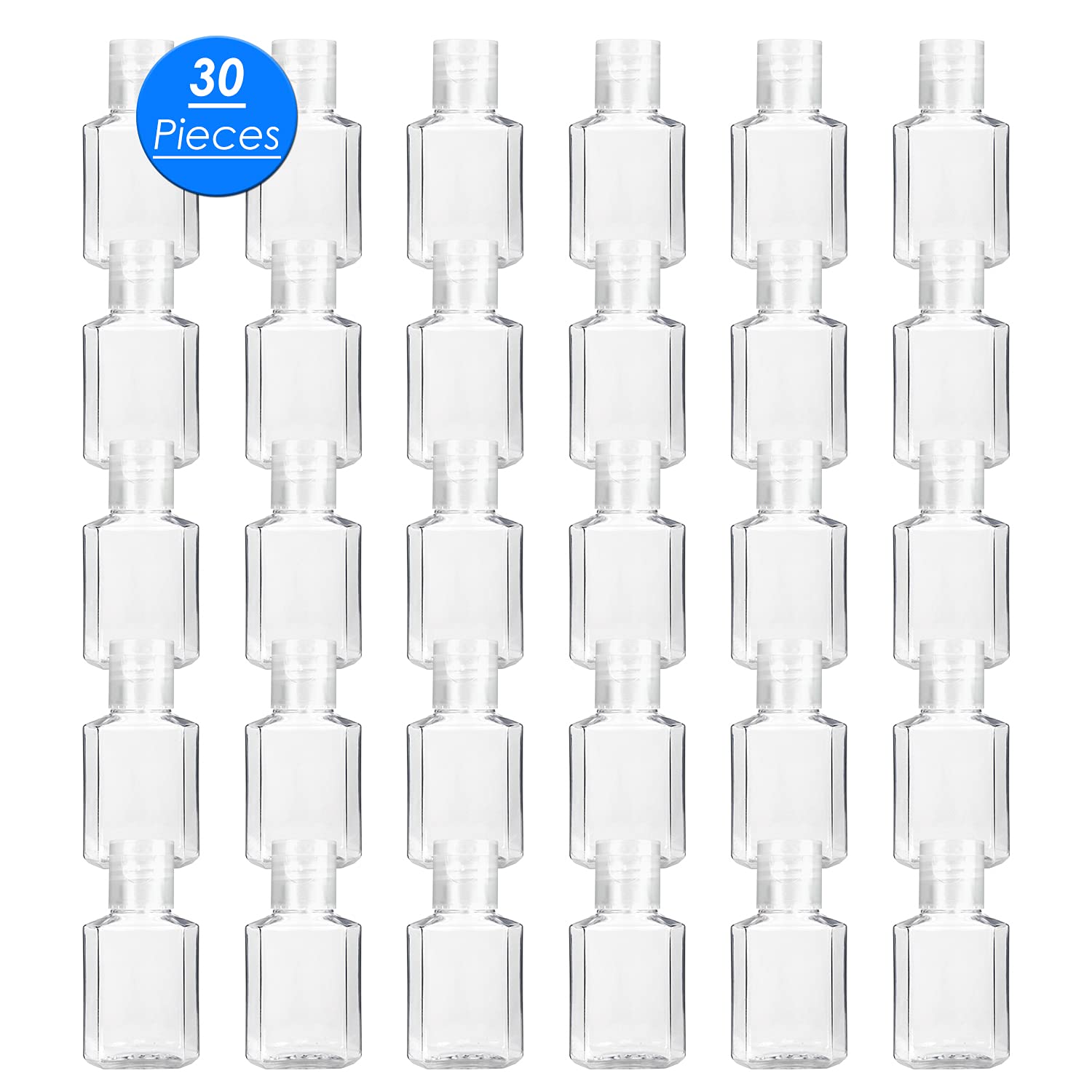 30 bottiglie da viaggio portatili in plastica trasparente, riutilizzabili, riutilizzabili, per viaggi d'affari