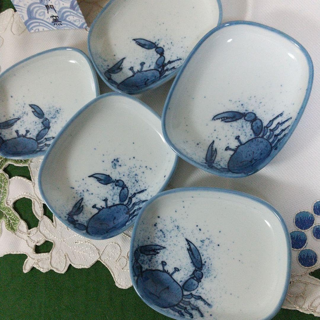 源右衛門窯　吹墨蟹絵　豆皿　5枚組 枚数プラスしました 価格はそのまま！！ 源右衛門窯 吹墨蟹絵 豆皿 5枚組 枚数プラスしました 価格は