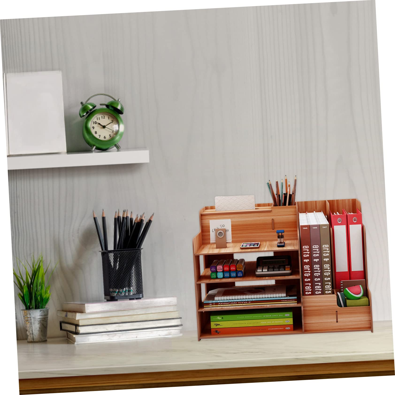 Angoily Étagère De Rangement De Table Bois Pour Papeterie Avec Structure Et Organiser Petits Objets