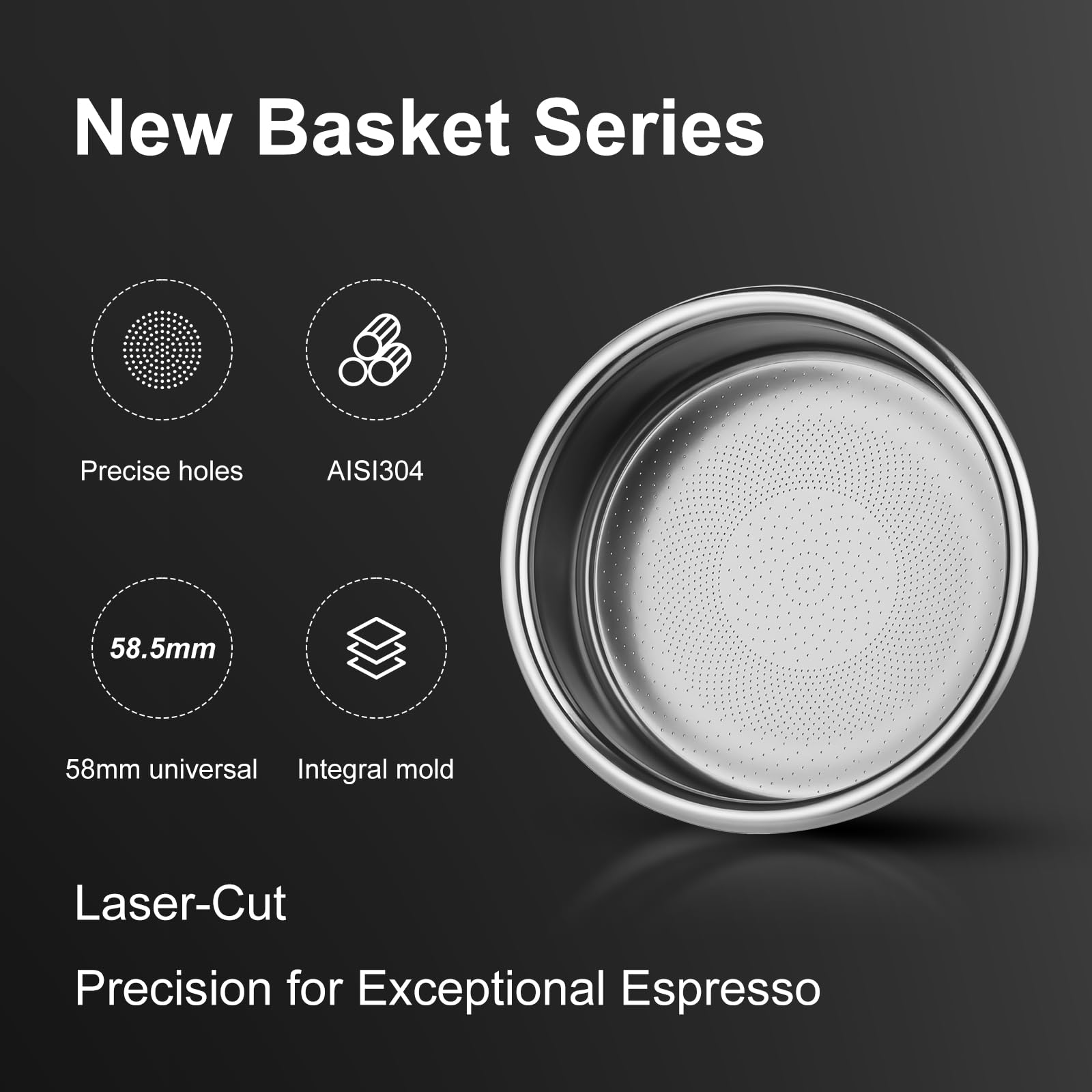 MischiefWorkshop Precyzyjny kosz filtrujący do espresso, 58 mm, otwory 2919 lub 1709, wkładka portafiltrowa ze stali nierdzewnej o wysokim przepływie do ekspresów do espresso - Classic/Spirit/Nazca
