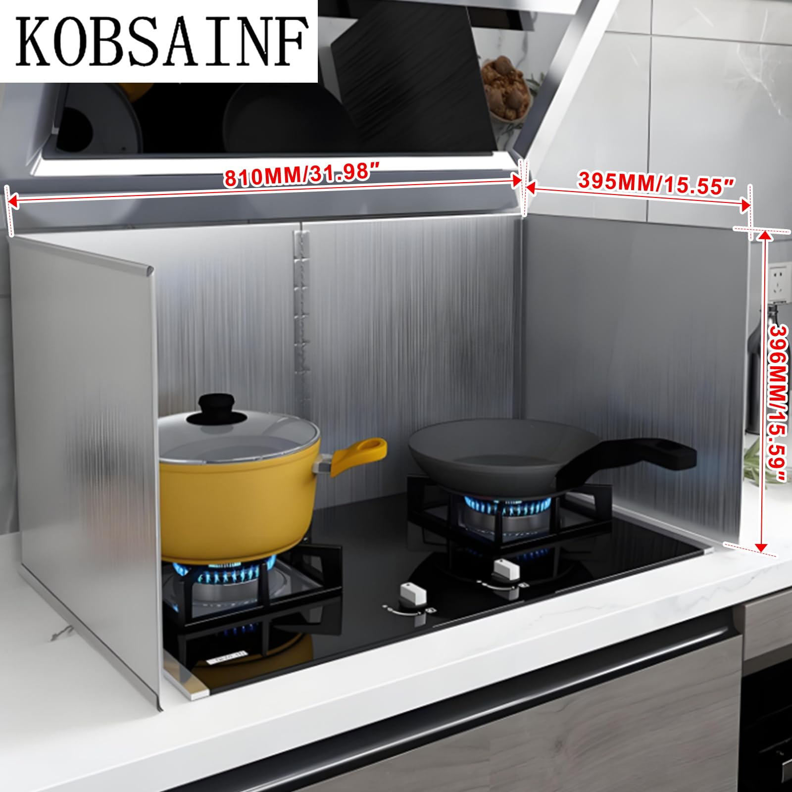KOBSAINF Foldable Grease Splatter Guard - Stainless Steel Guard for Stovetops and Frying Pans - 15.7 x 15.7 Inch Protector