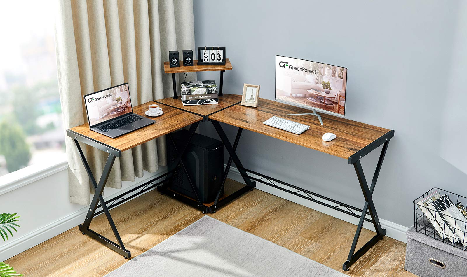 Buy GreenForest L Shaped Desk 58 inch, Reversible Corner Computer