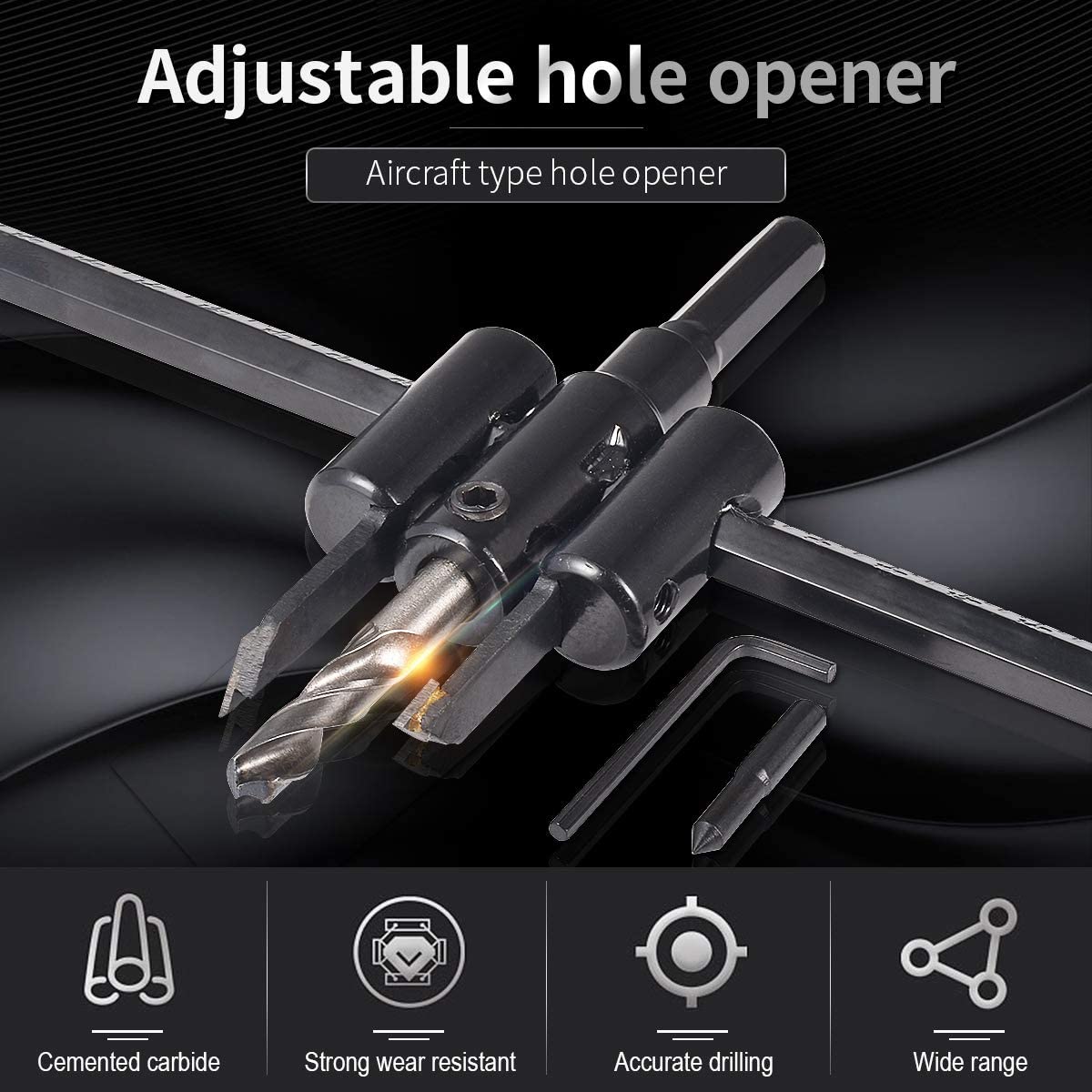 AEE® Ayarlanabilir Alçı Panç Delme Aparatı – 2 Bıçaklı Daire Testeresi – 30mm-200mm Delik Açma – Matkap Ucu ve Anahtar Dahil