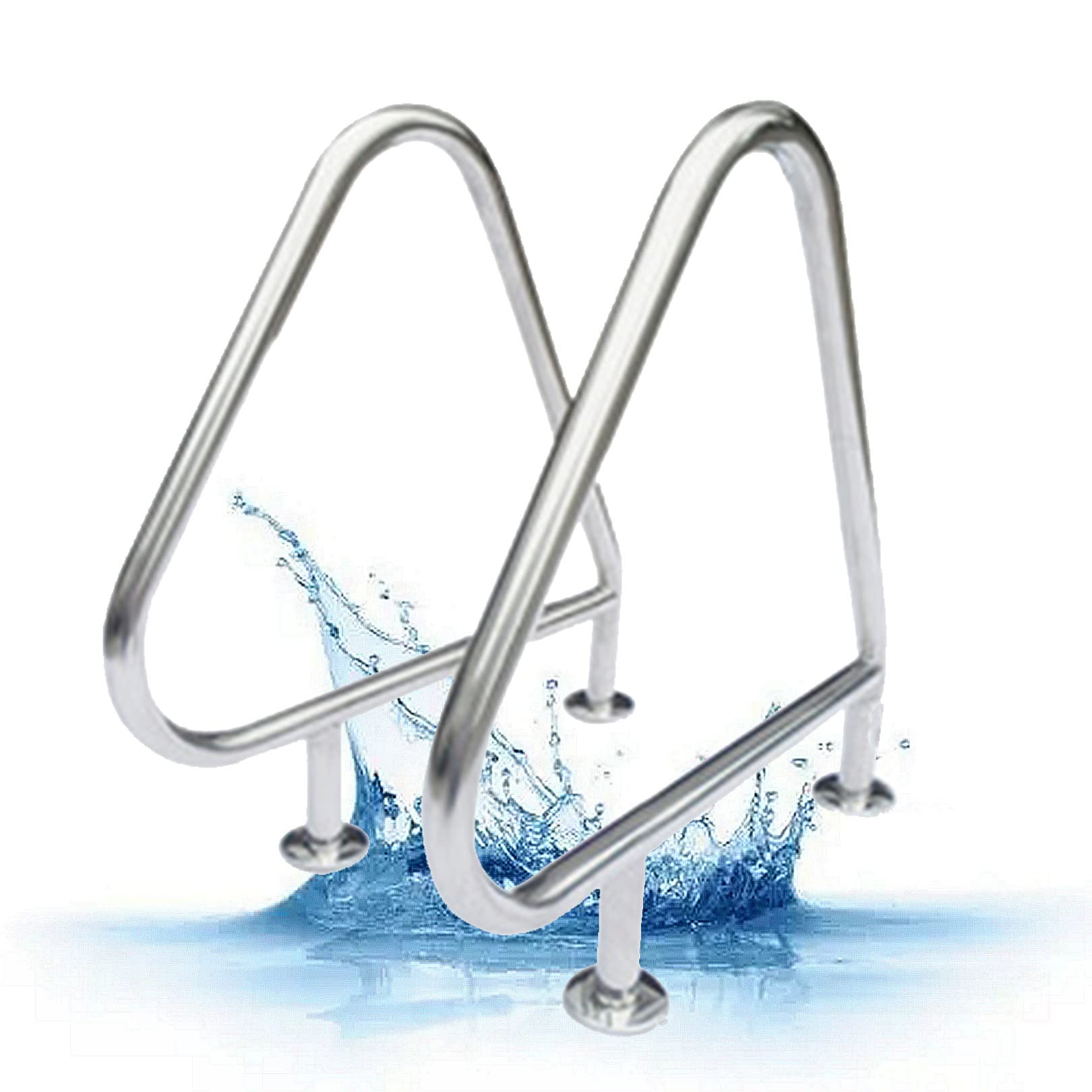 Klzuopt Swimming Pool Safety Hand Rail Pool Handrail, 3-Bend Stainless Steel Railing For Inground Swimming Pool With Quick Mount And 440Lbs Load Capacity