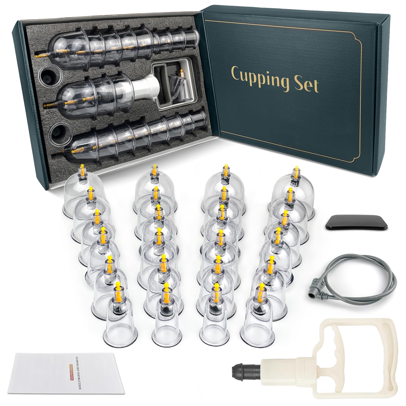 DEFUNX Cupping Therapy Set 24 Cups Professional Chinese Cupping Set With Pump Suction Cups Cupping Kit For Body Cellulite Muscle Massage, Pain Relief, Physical Therapy-image-49