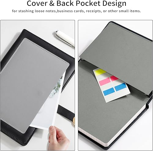 Miniatura 4 de AHGXG Diario rayado para mujer, cuaderno de tapa dura de cuero A5, con hebilla magnética, bolsillo y caja de regalo, 192 páginas numeradas, papel