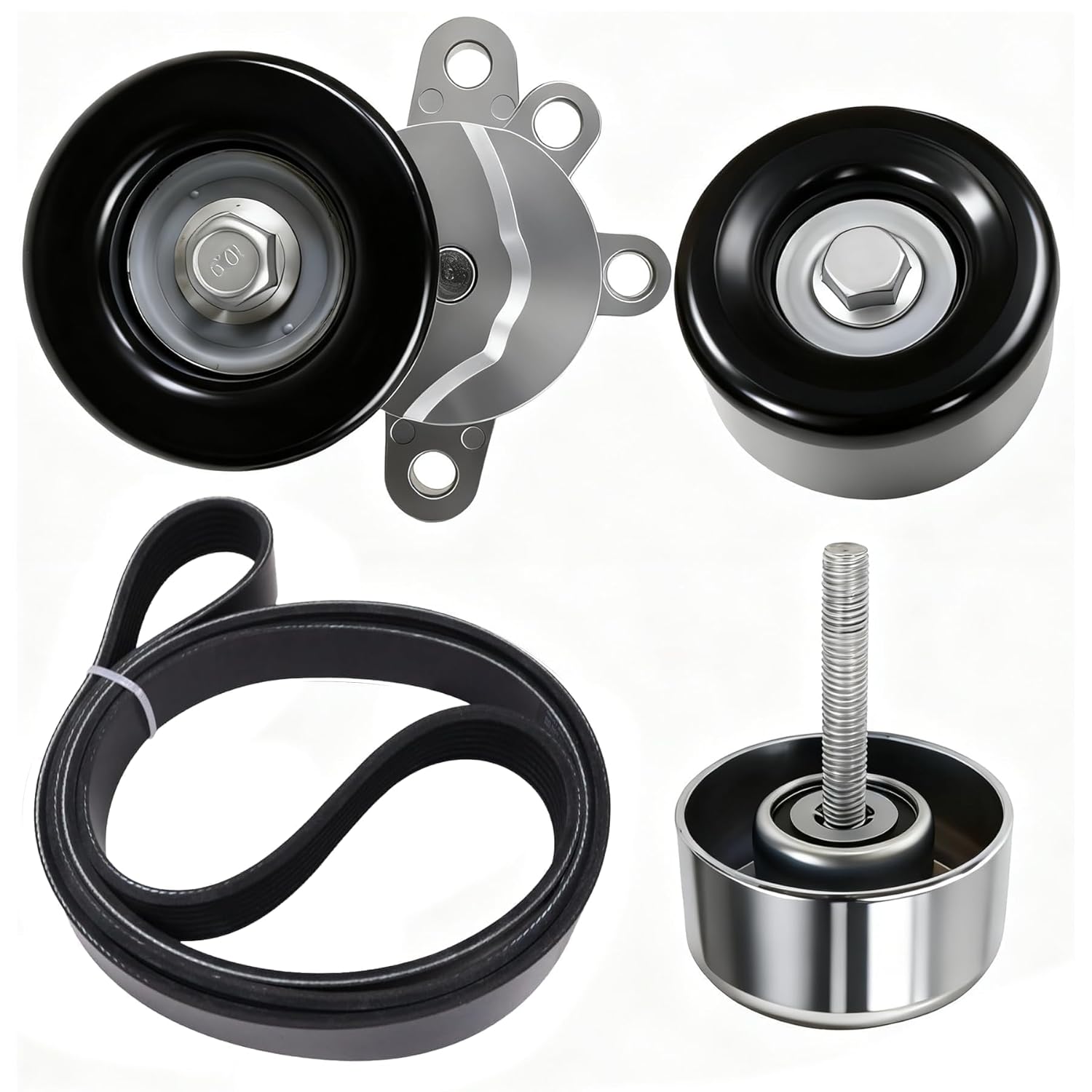 11955JA10D Engine Serpentine Belt and Drive Belt Tensioner Idler Pulley Kit Fit for 2009-2015 Nissan Altima Maxima Murano Quest 3.5L V6 Replace 39155 11925JA100 11955JA10A 11925JA11A 7PK1705 SK107054