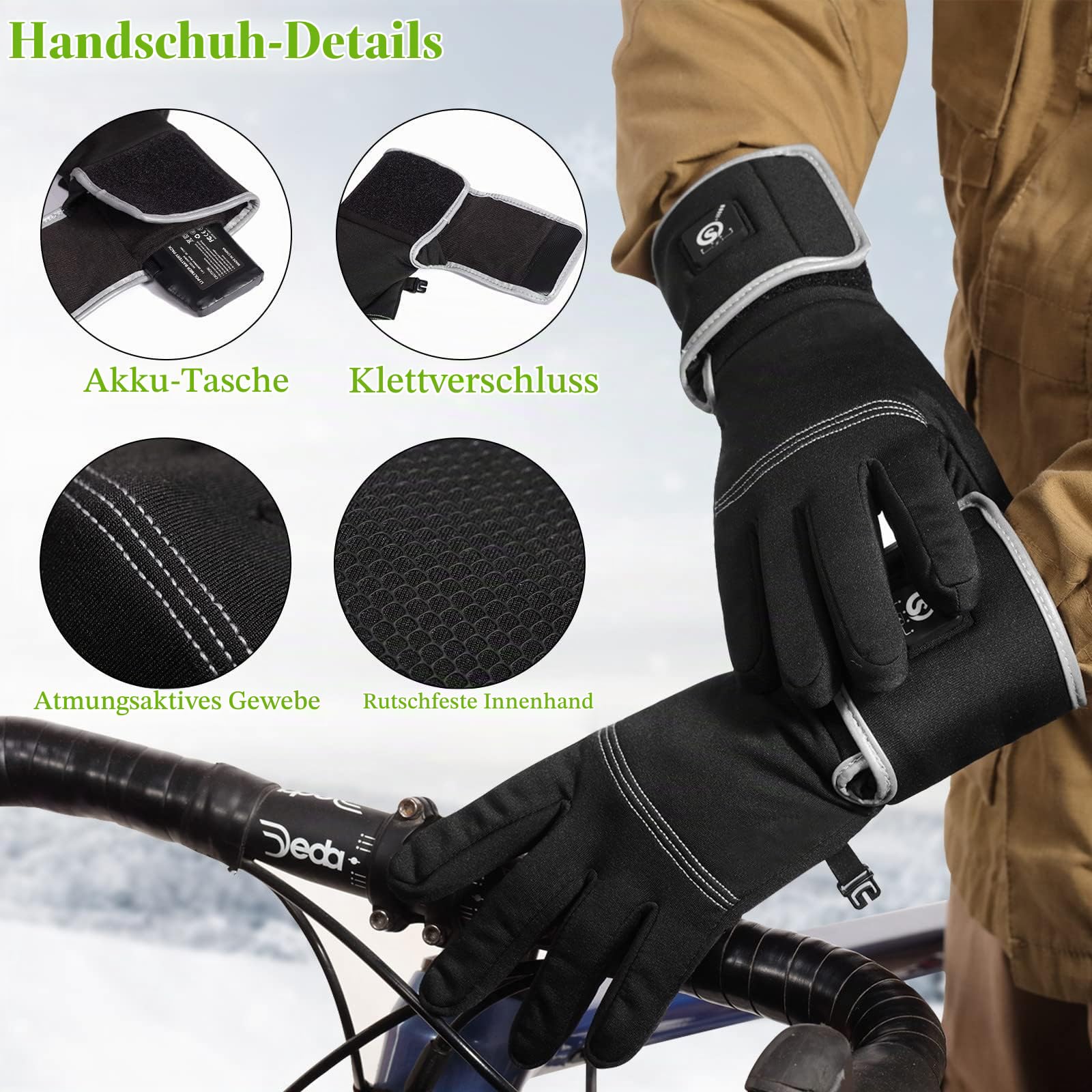 BARCHI HEAT Laufhandschuhe Herren Damen, Kühlung Vollfinger Ice Silk Arbeitshandschuhe mit Palm Anti-Rutsch Sonnenschutz zum Radfahren Wandern Fahren Outdoor Sport
