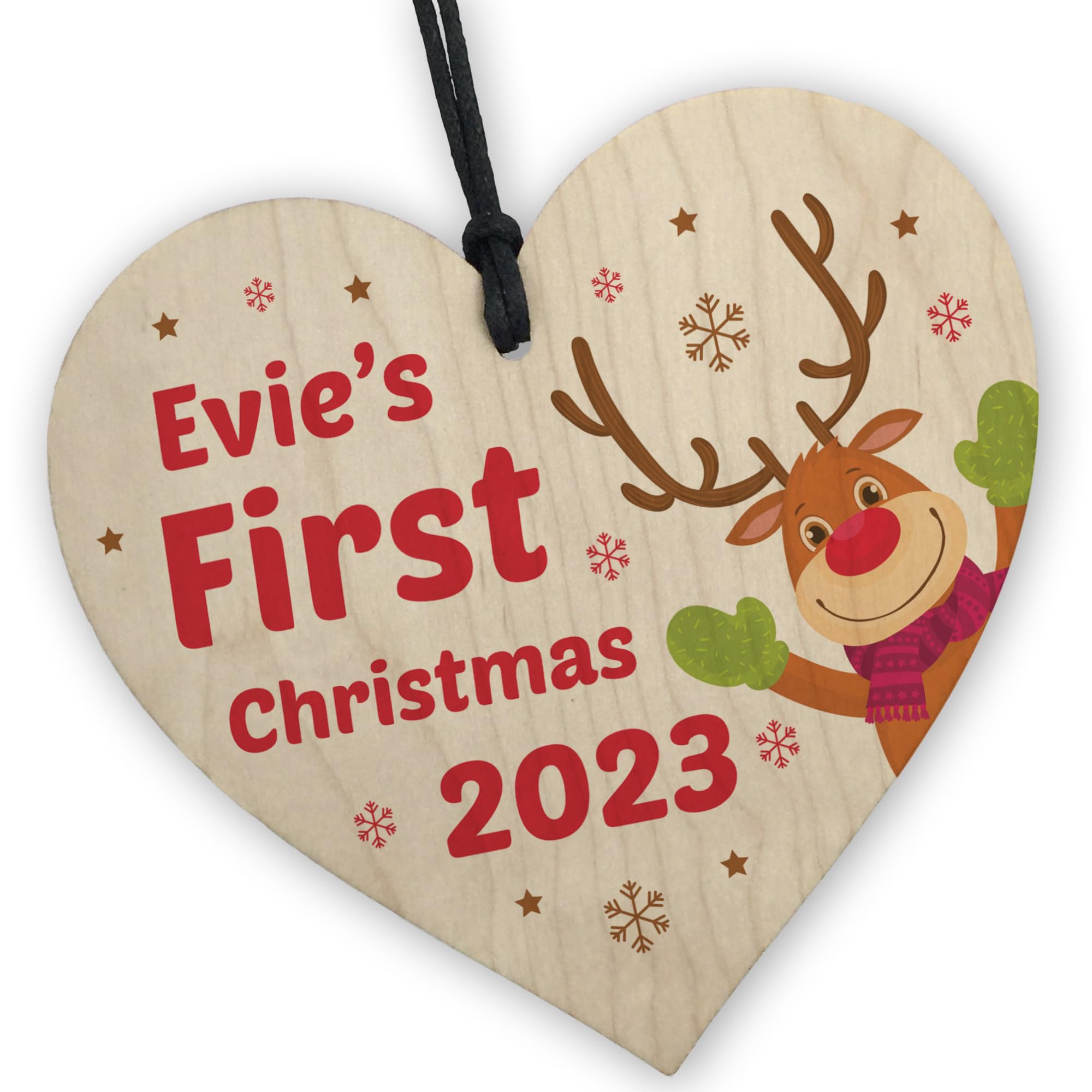 Red Ocean Baby's First Christmas Bauble PERSONALISED Hanging Tree Decoration Wooden Bauble Keepsake For Son Daughter