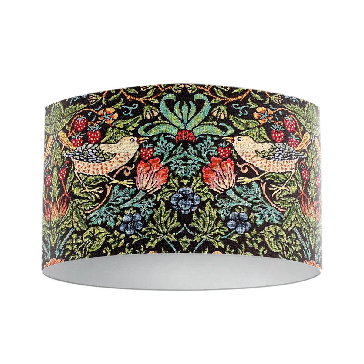 Harrison Cropper William Morris Tapestry Strawberry Thief Drum Lampshade (Black, 35cm Diameter Table/Standard Lamp)
