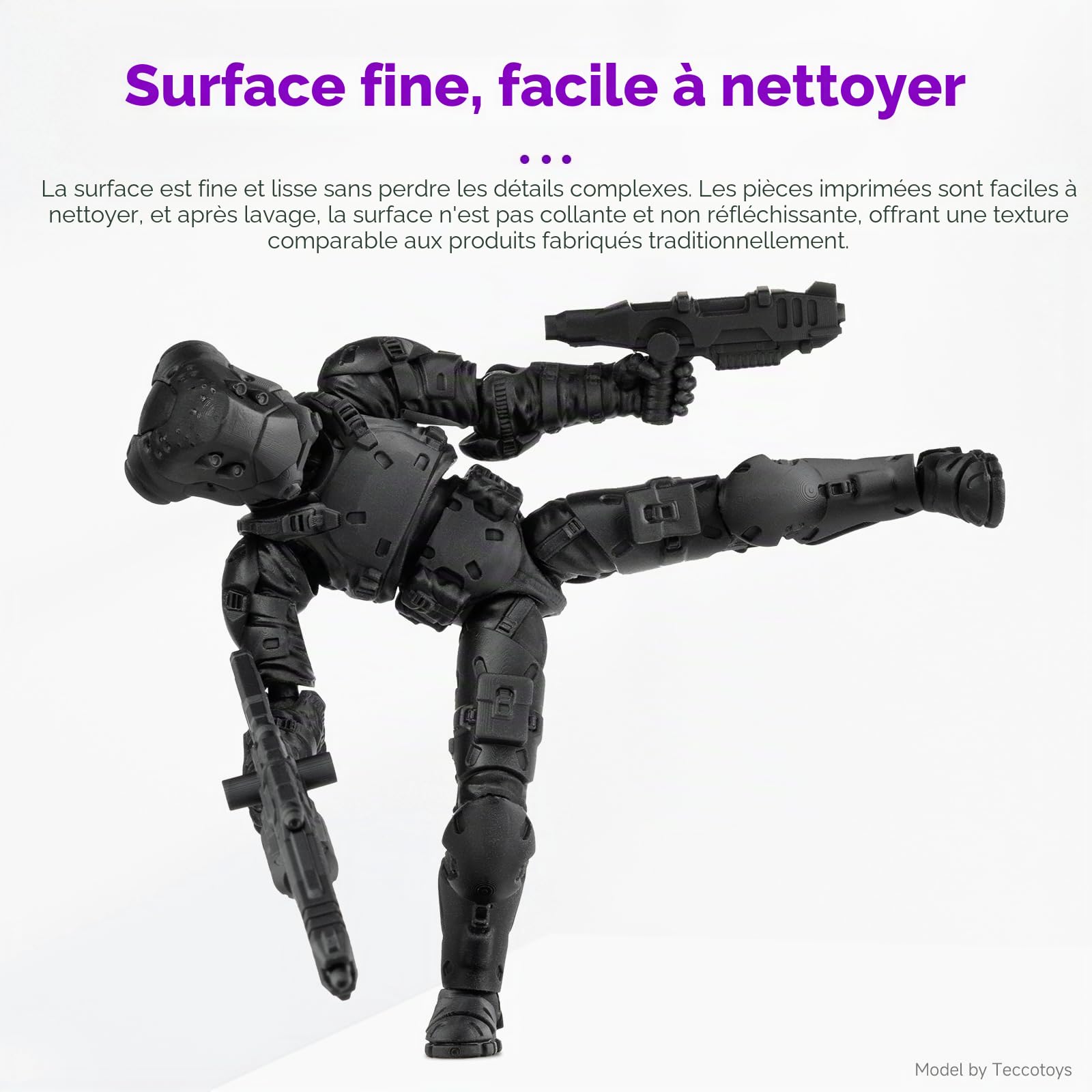 RESIONE Tough74 Résine 3D Ultra-Résistante: Résine Durable Antidérapante Anti-Rupture et Résistante aux Chocs avec Surface Lisse pour Figurines d'Action Longue Durée (Noir 1000g)