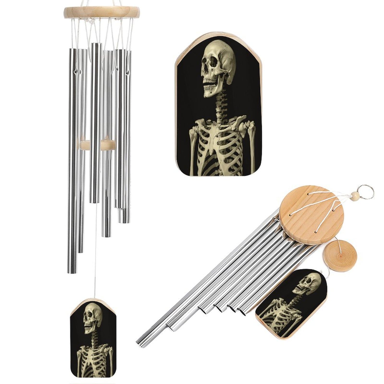 Btcowzrv Style A Skeleton Wind Chimes For Outside, Hanging Windchimes With 6 Aluminum Tubes, Memorial Wind Chime For Patio Backyard Garden And Outdoor Decor