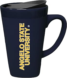 The Fanatic Group Angelo State University Ceramic Mug with Swivel Lid, Design-1 - Blue
