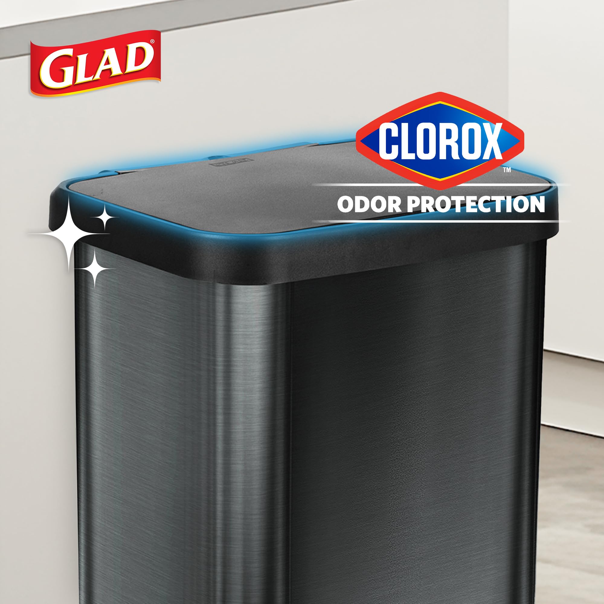 Amazon.com: Glad 20 Gallon Stainless Steel Trash Can with Clorox