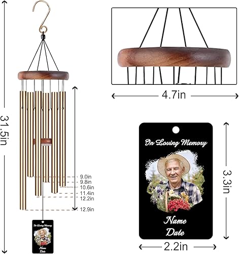 Miniatura 6 de Campanillas de viento personalizadas para regalo conmemorativo por la pérdida de un ser querido, madre, papá, mamá, perro, mascotas, campanillas de