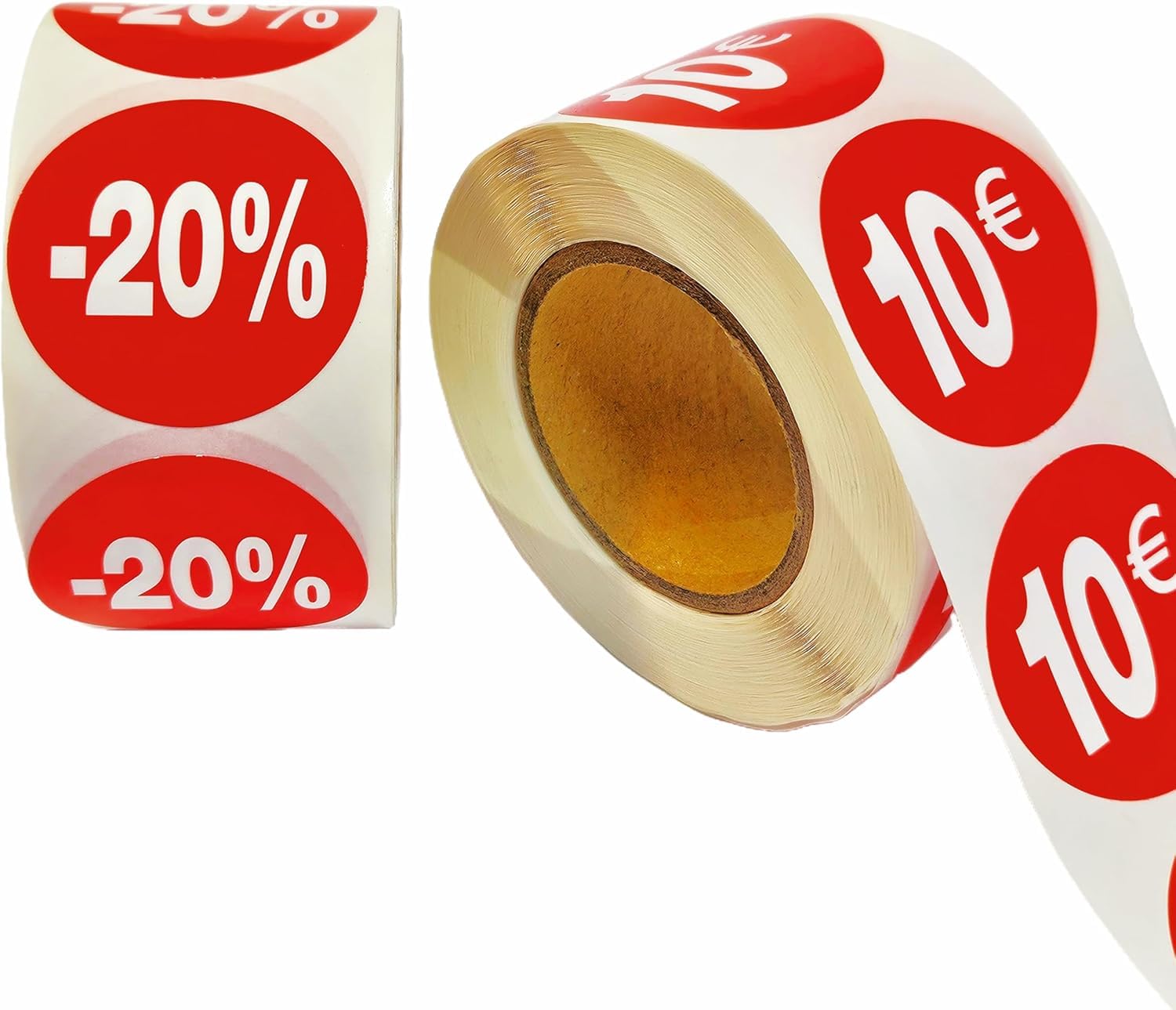 Pack de 5 rouleaux d'étiquettes -30% de réduction sur les produits promotionnels | 2 500 autocollants de réduction, rouge vif, autocollants ronds pour étiqueter les offres, Ø 35 mm (-30%)
