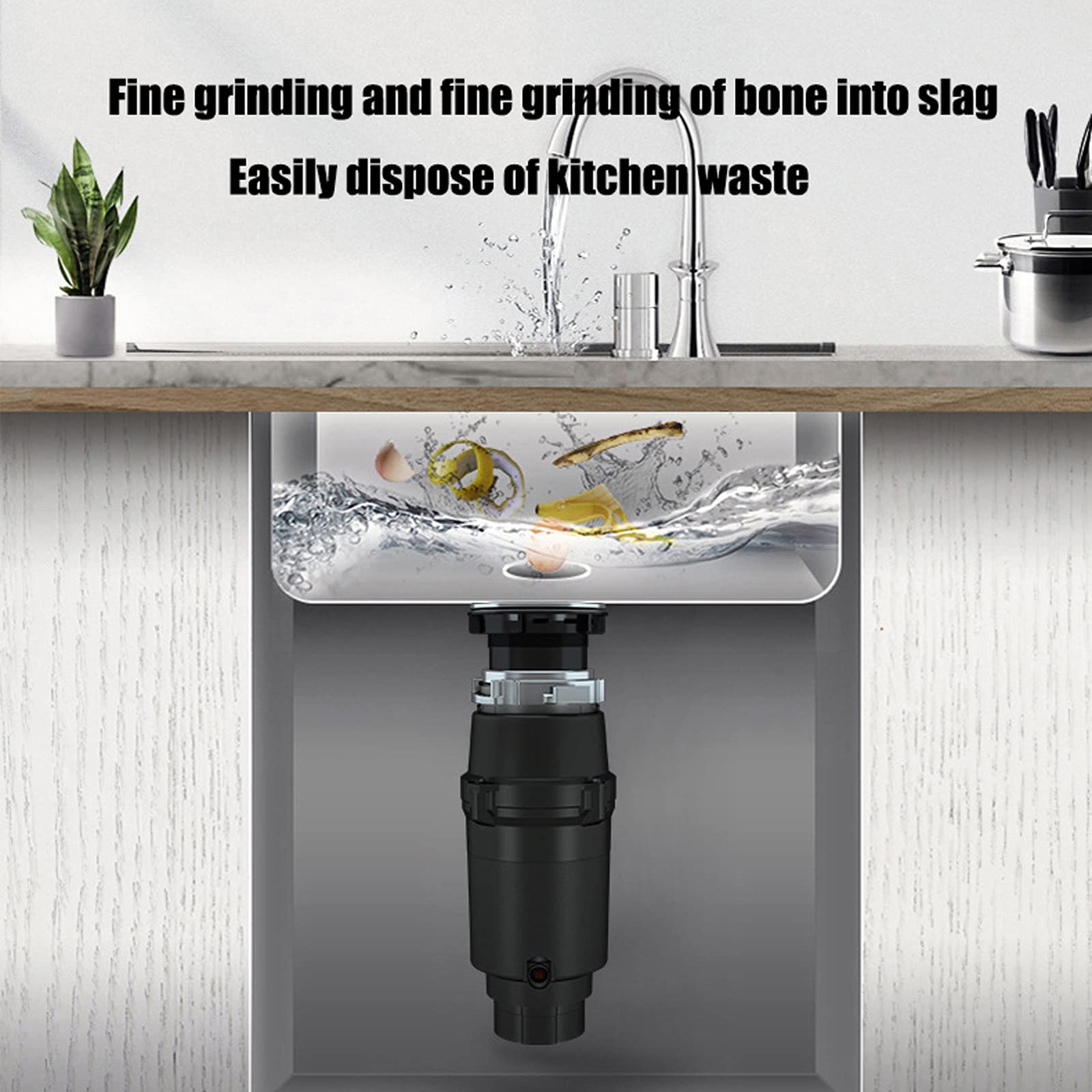 Triturador de Basura para Cocina, triturador de residuos de alcantarillado Inteligente con Interruptor de Aire y protección contra sobrecargas, Apto para fregaderos de Cocina y restaurantes.