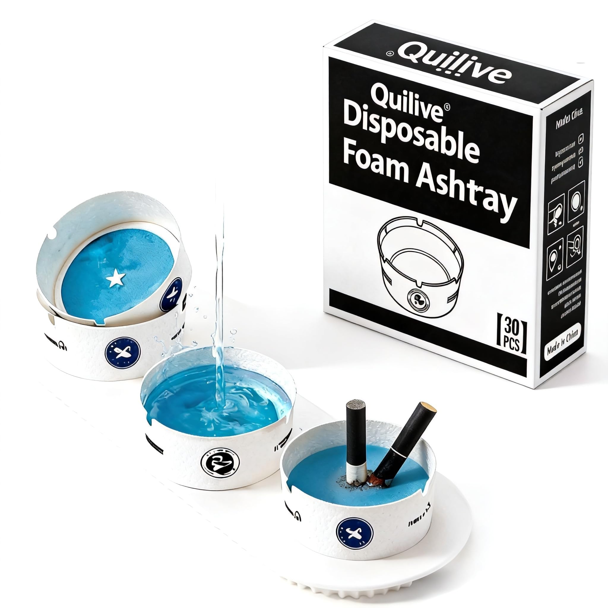 Portable Cigarette Ashtrays 30 Pack, Disposable Outdoor Car Ashtray for Party & Gathering, Water Activated Gel, Odor Control Mess-Free Ash Tray for Home Office Camping-picture-13