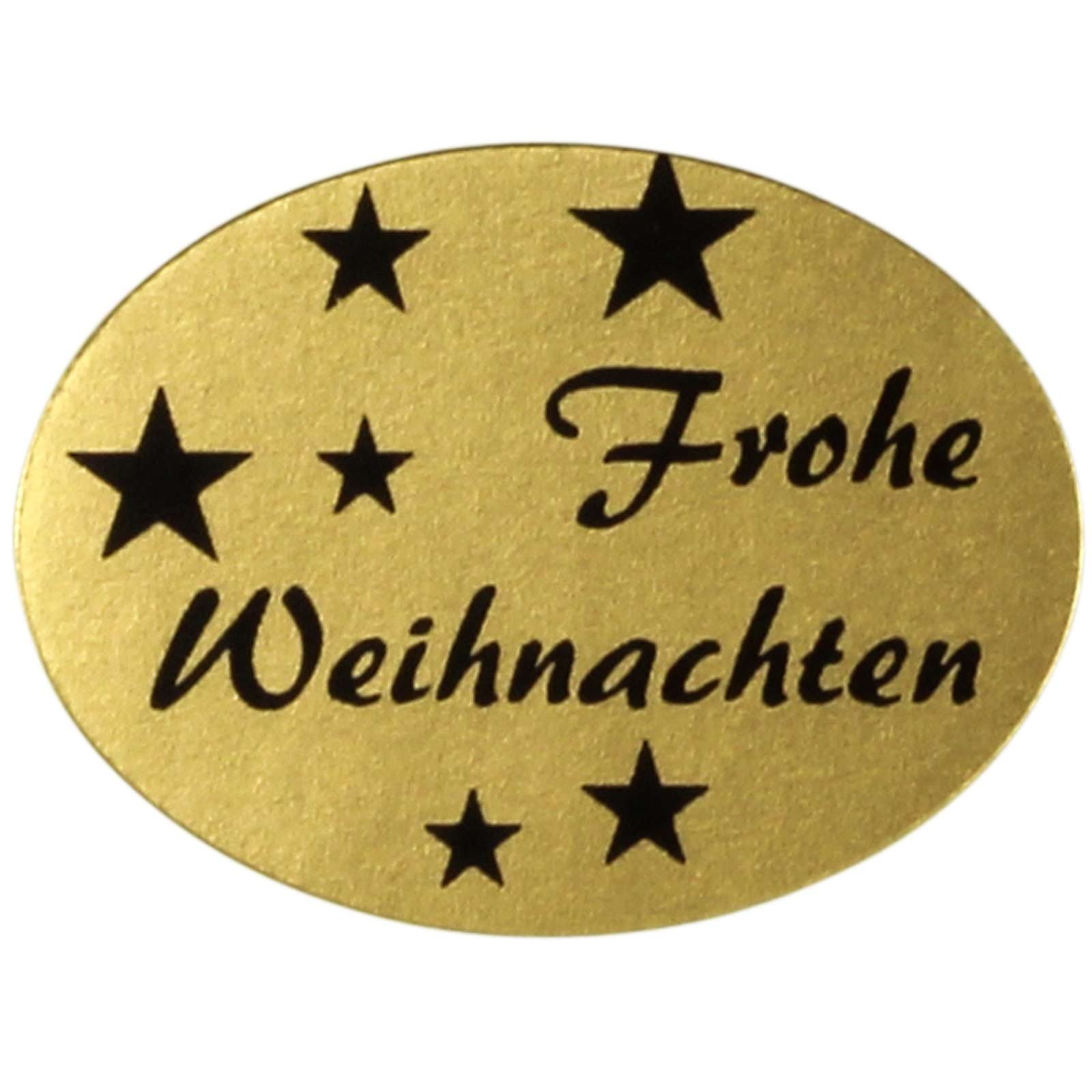 5000 Etiketten/Aufkleber "Frohe Weihnachten" Weihnachtsaufkleber Weihnachtssticker 25 x 18 mm Haftpapier auf Rolle, ab 500 mit Spender