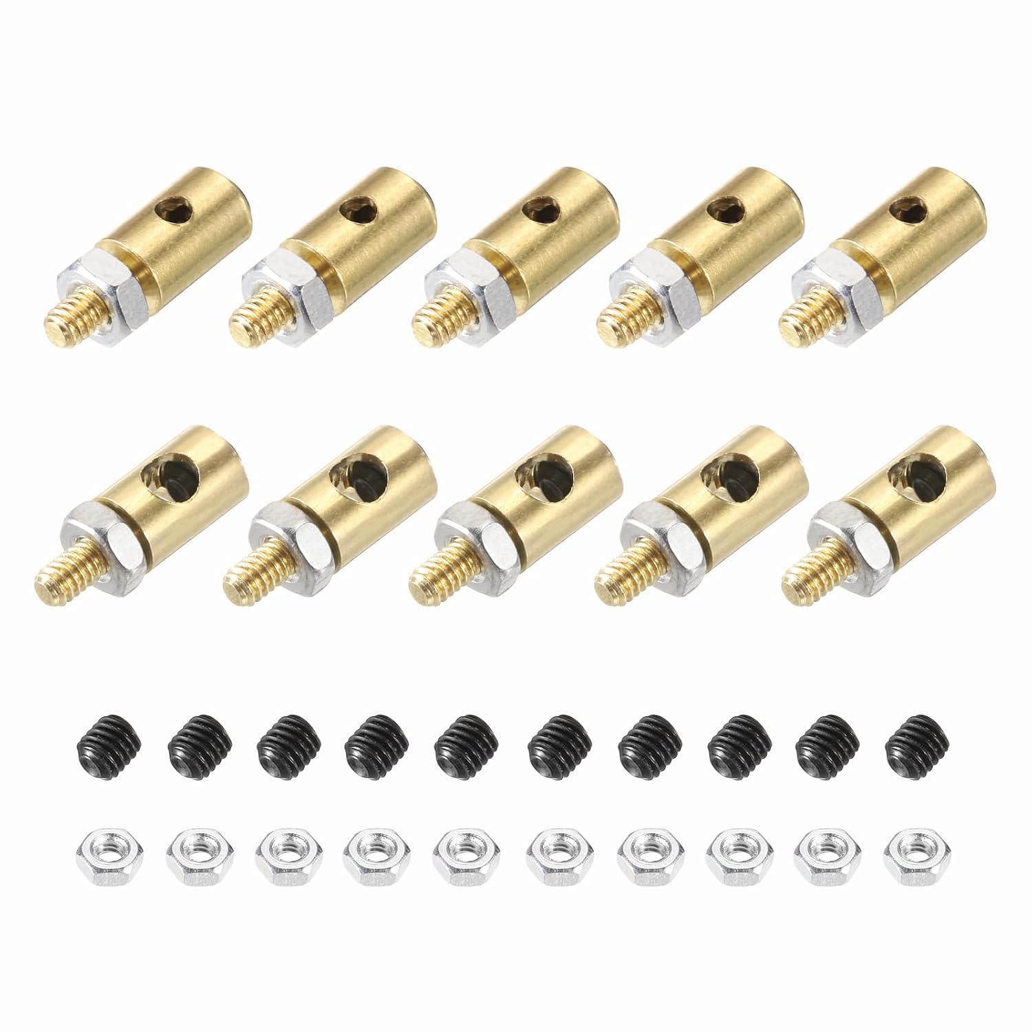 MECCANIXITY Linkage Stoppers Connecting Servo Arm, Push Rod with Nut and Screw for RC Airplane, D4x1.6mm D4x2.5mm 10 Pcs