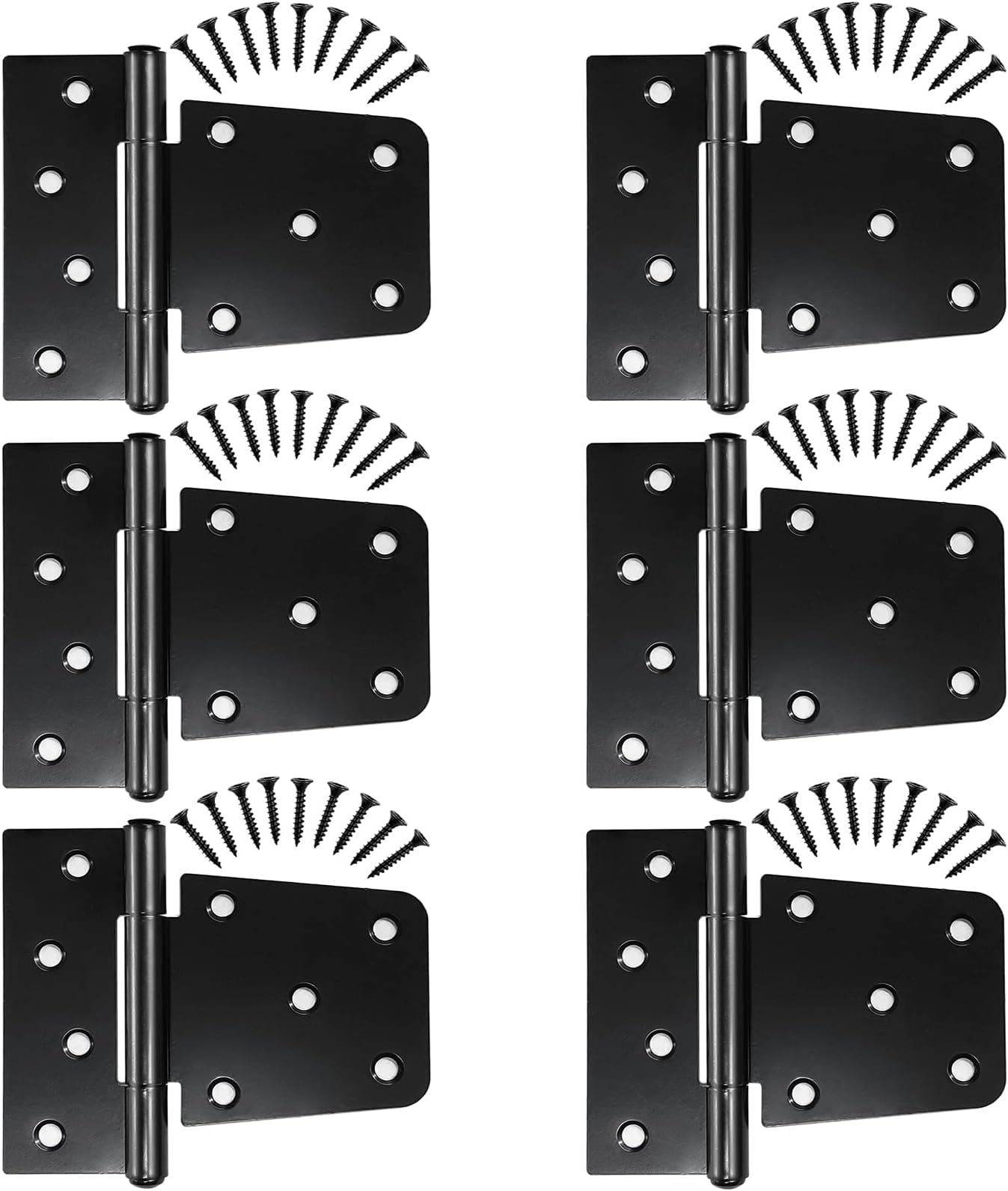 Letowe Heavy Duty Gate Hinges 6 Pack, Black Iron 3.5 Inch Door Hinges for Wood Shed Barn Door Fence Gate Swing Door (Screws Included)