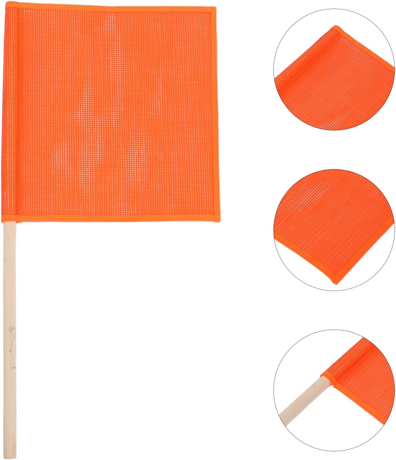 VALICLUD Wooden Pole Hand-waving Traffic Safety Flag Mesh Warning Banner for Truck Highway Use Hand-held Safety Flag with Sturdy Mesh Fabric