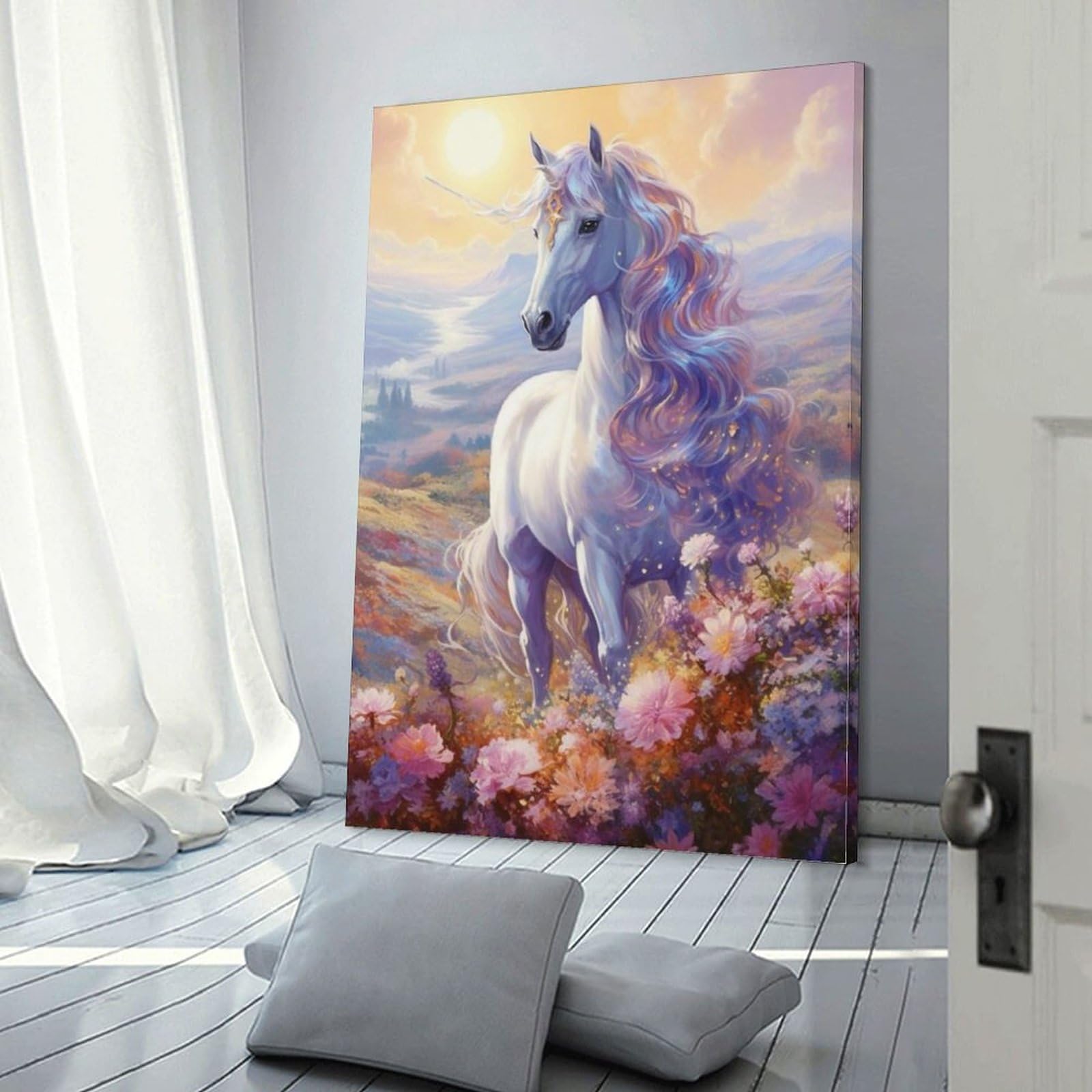 ガンダムユニコーン アクリルアートパネル 壁掛け用 Amazon.co.jp: 絵画 花畑の白いユニコーンインテリア 絵画 馬 アート