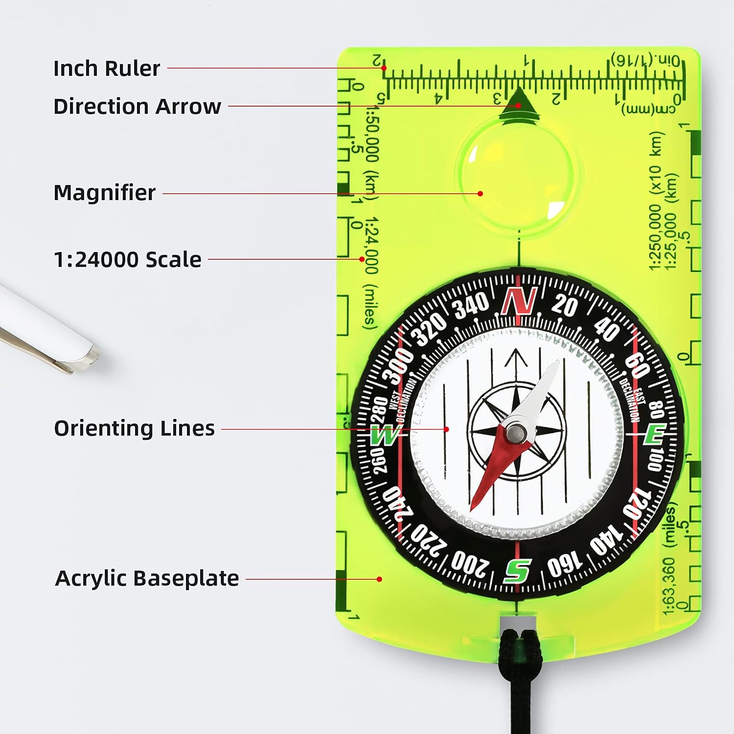 Orienteering Compass - Hiking Backpacking Compass - Advanced Scout Compass Camping and Navigation - Boy Scout Compass for kids - Professional Field Compass for Map Reading - Best Survival Gifts : Sports & Outdoors