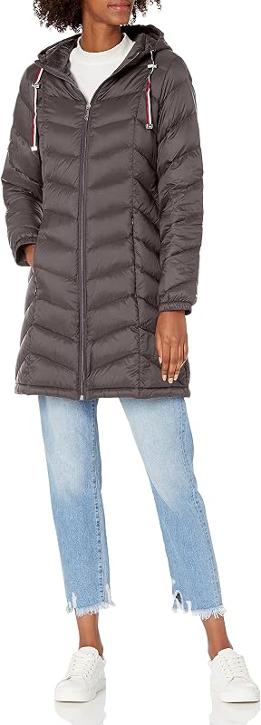 Tommy Hilfiger campera larga de plumón para mujer