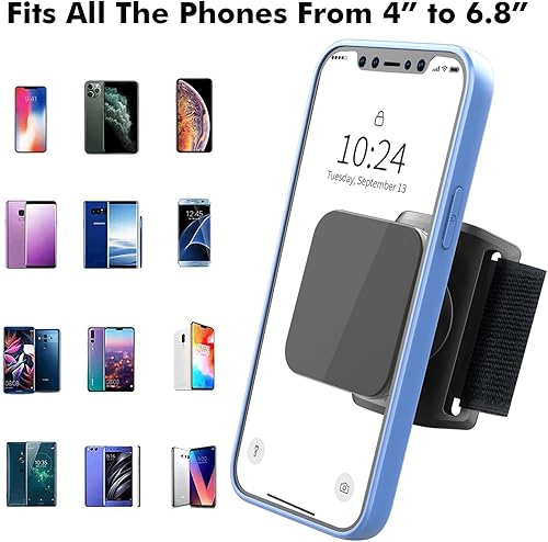 Miniatura 2 de Correa de muñeca universal, banda magnética para el brazo, fundas deportivas para correr, soporte para teléfono, extraíble, giratorio, correr,