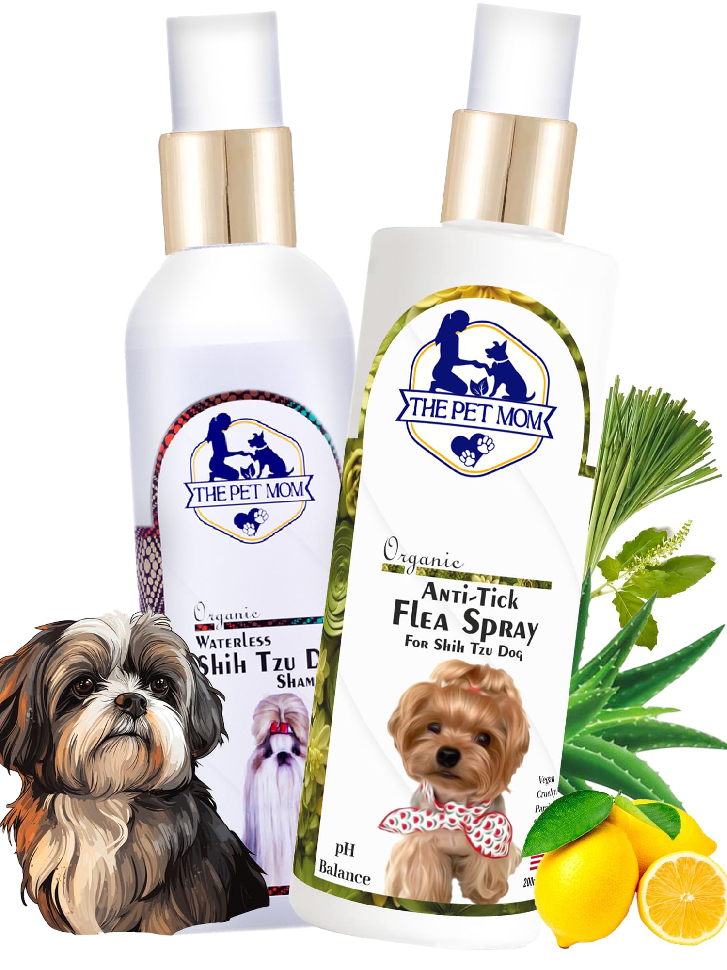The Pet Mom Organic Waterless Shih Tzu Dog Shampoo Dry Bath Spray 200ml + Anti-Tick Flea Spray 200ml | Easy to Use Dog Shampoo for Clean, Conditioned, Soft & Smooth Coat |Anti-Itching & Tick Free (B0CVW91LMX) Amazon Price History, Amazon Price Tracker