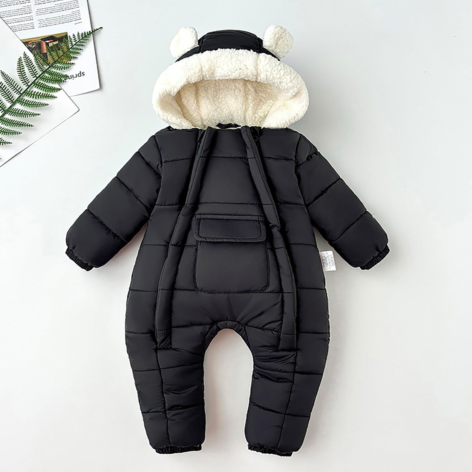 Generisch Combinaison de neige d'hiver pour fille avec moufles intégrées, bottes, double fermeture éclair, combinaison de neige chaude, vêtements pour bébé