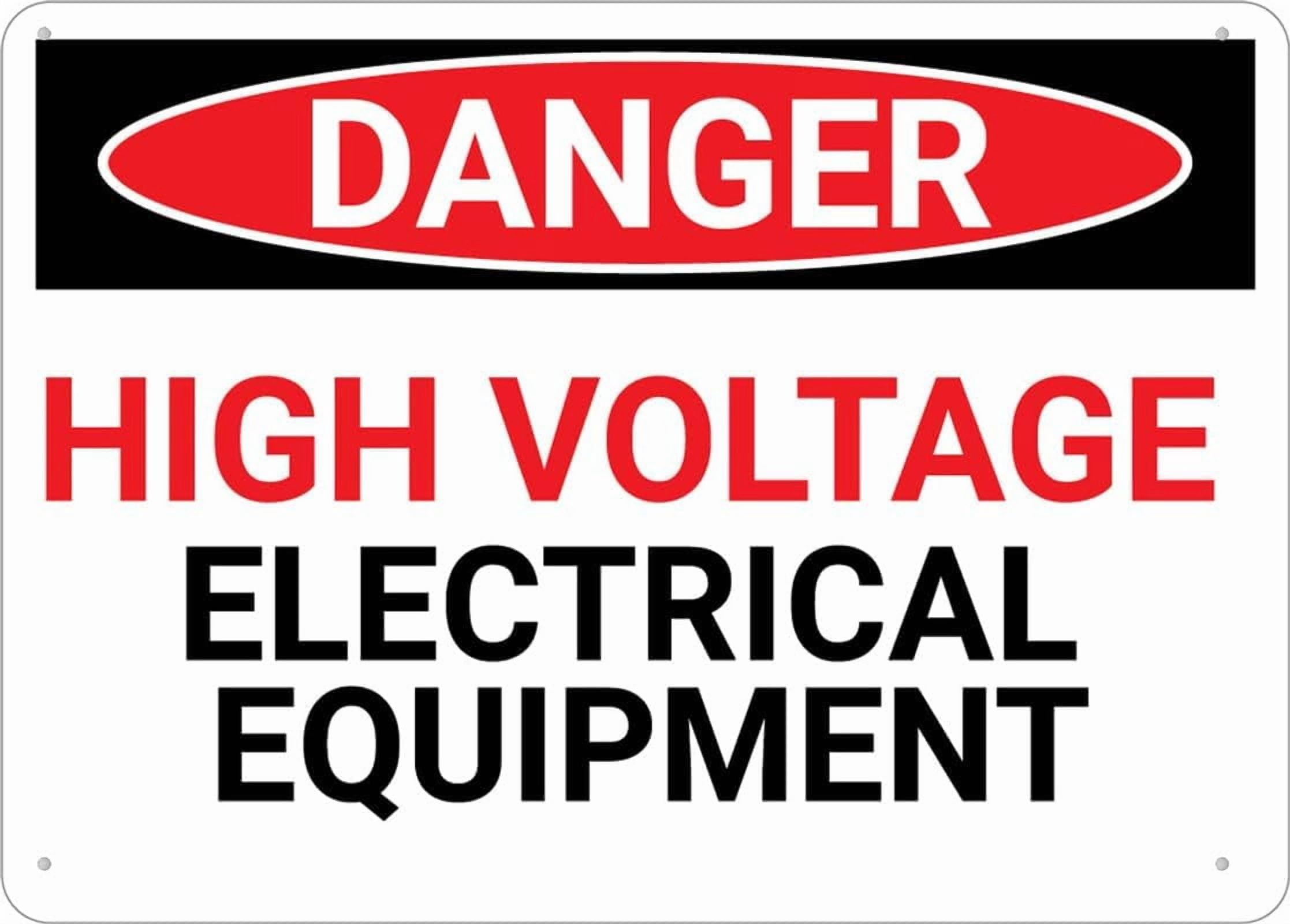 (2-Pack) Metal Tin Sign Danger High Voltage Electrical Equipment Sign Signs Pre-Drilled Holes For Easy Mounting Indoor Or Outdoor Use For Fence Door Or Gate