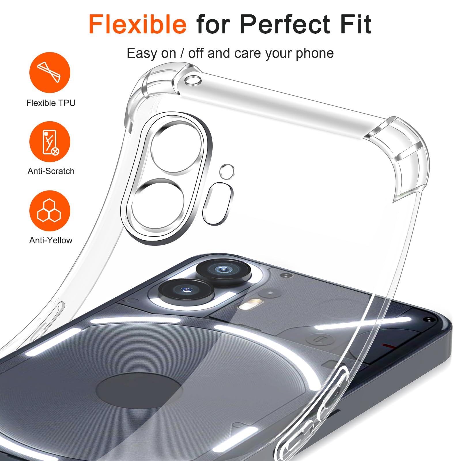 Coque 3 En 1 Pour Nothing Phone 2 - Étui Silicone + 2 Verres Trempés - Protection Antichoc Transparente