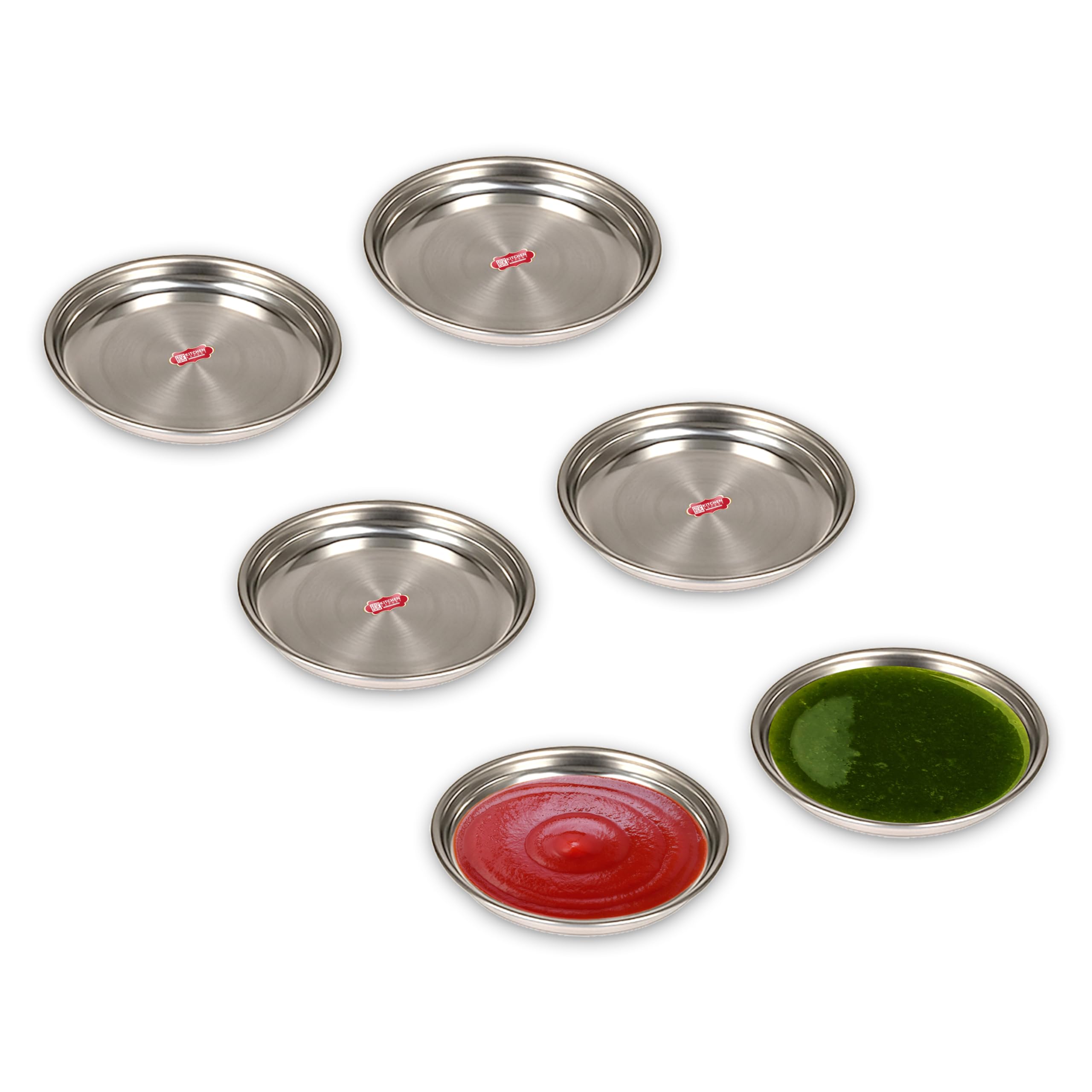Kitchen Expert Stainless Steel Small Plate | 6 Pc | Sauce Dipping Dish | Small Chutney Plate | for Home & Restaurent | Mini Sauce & Chatni Plate | Side Dish (4 inch)-image-9
