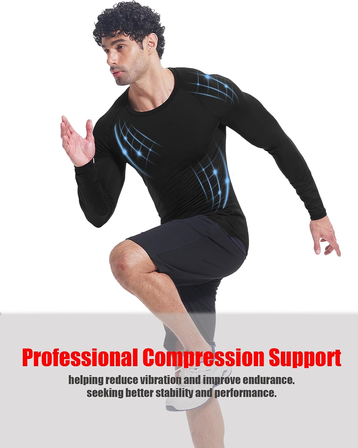 Men's Compression Shirts Long Sleeve - Athletic Base Layer Sports Tops, Workout Rash Guard for Gym, Running