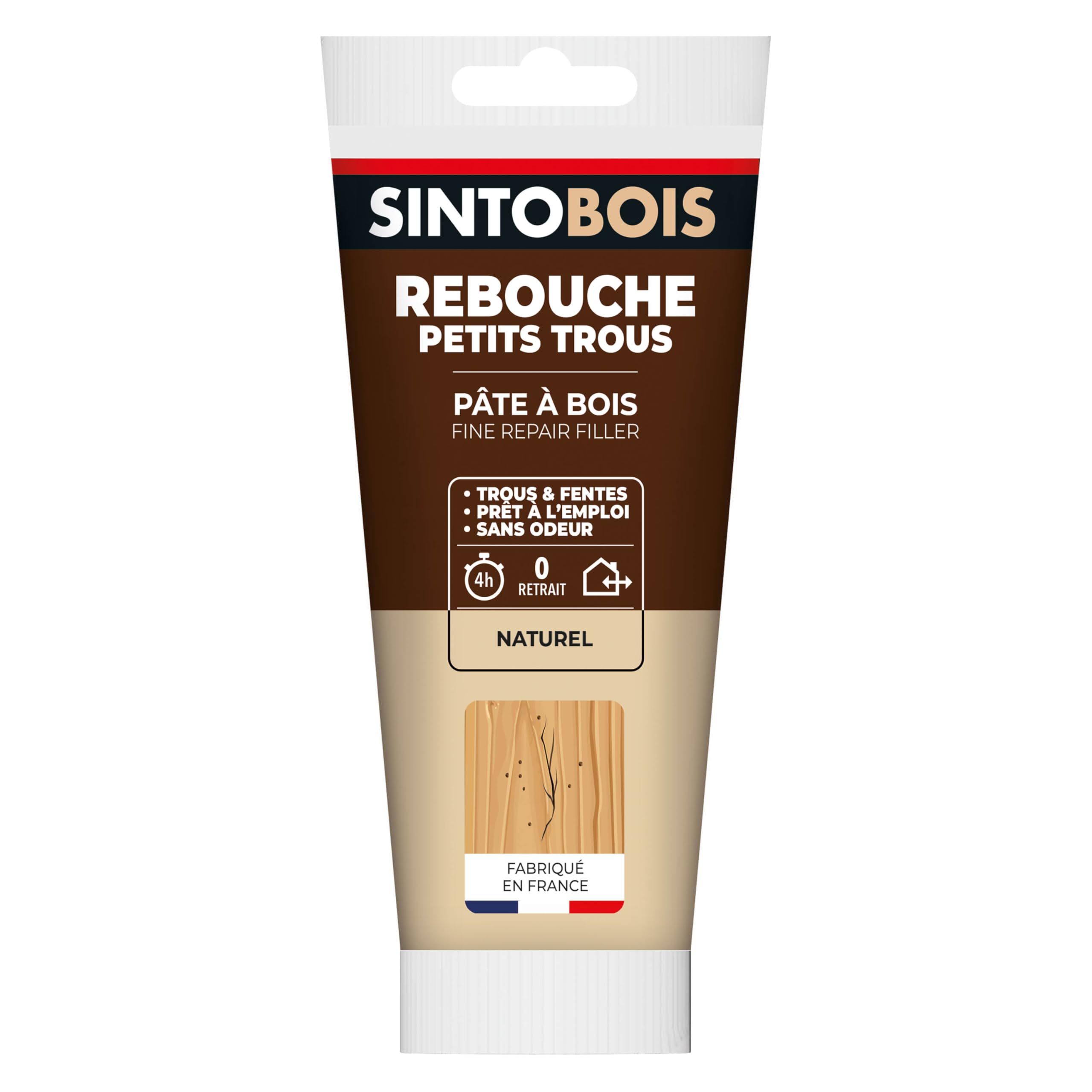 Rebouche petits trous sans odeur SINTOBOIS pour réparer vos bois sans solvant