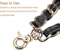 Vista 5 de uxcell Correa de cuero para muñeca, 8 pulgadas, correa de muñeca de repuesto de cuero para cartera de embrague, llavero, bolsa, bricolaje, negro +