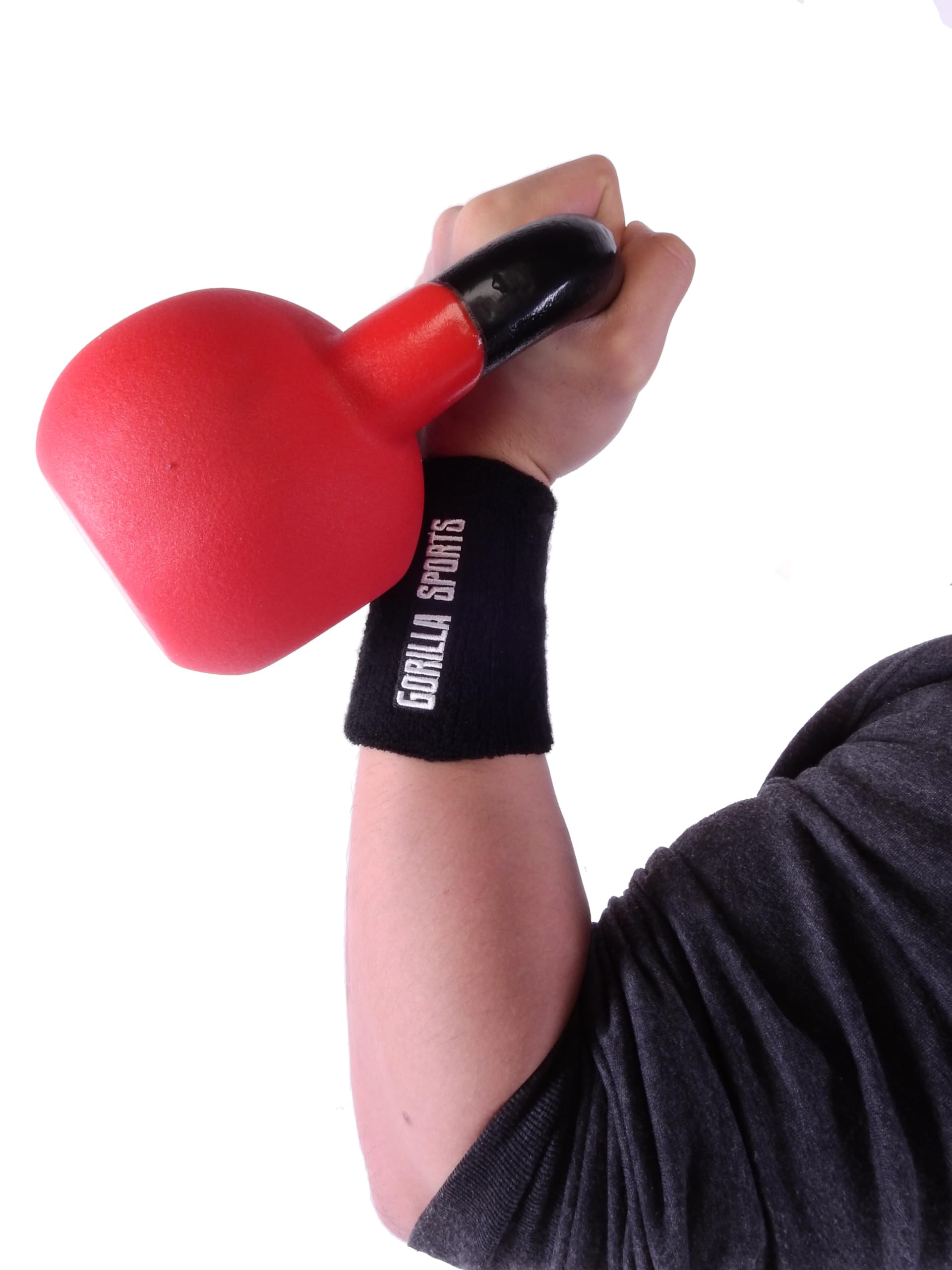 GORILLA SPORTS® Supporto Polso - per Allenamento con Kettlebell, Coppia, in Cotone con Plastica Rigida, Nero - Polsini di Protezione, Fasce Polsi, Polsiere Palestra, Polsino, Sollevamento Pesi