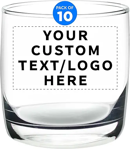 Custom Whiskey Glasses 10 oz Set of 10,...