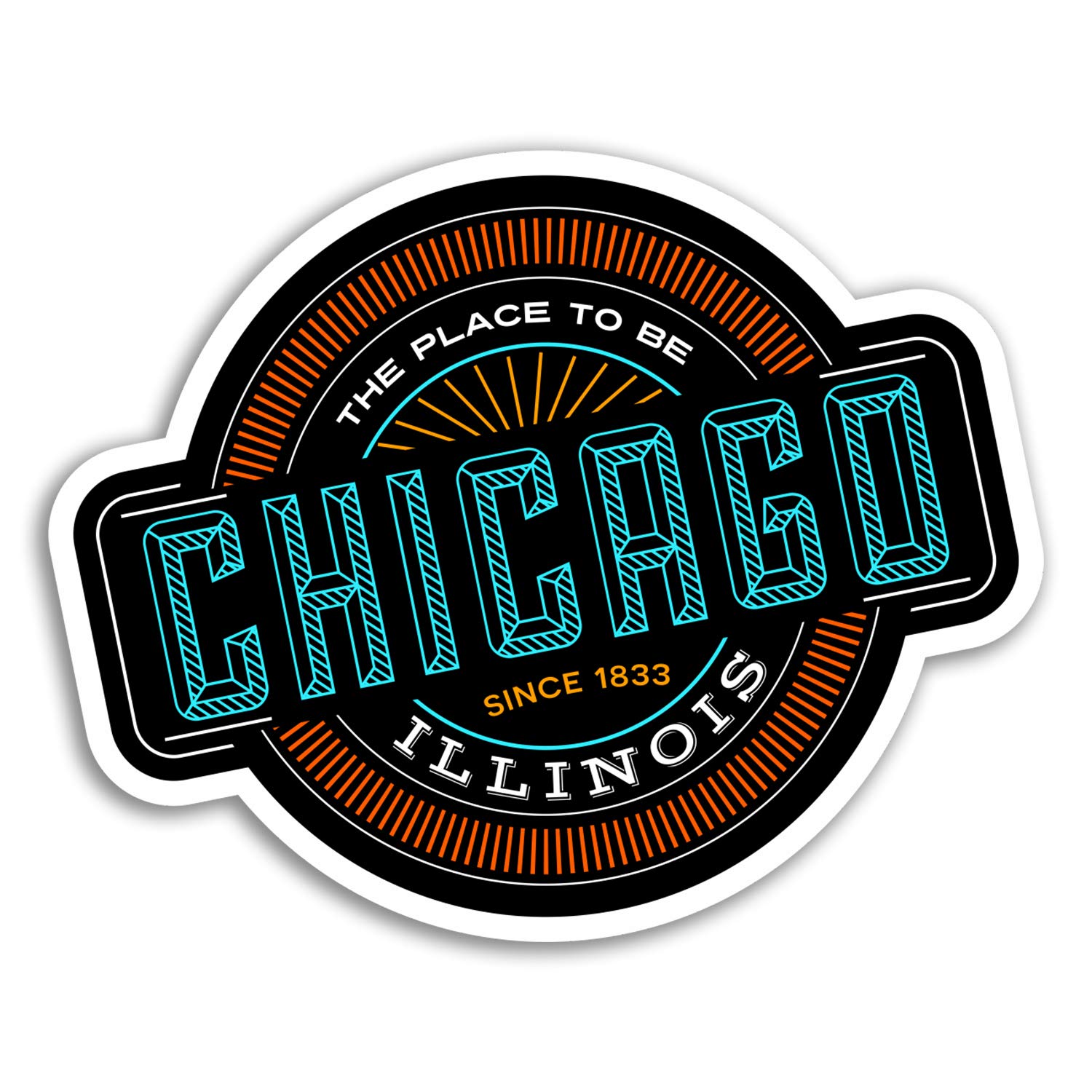 Destination Vinyl Ltd Multi 2 X 10Cm Chicago Vinyl Stickers - Illinois Usa America Sticker Luggage #18372 (10Cm Wide)