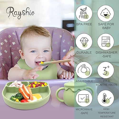 Miniatura 2 de Rayshie Suministros de destete LED para bebés, utensilios para bebés de 6 a 12 meses, utensilios BLW, babero de silicona, cuenco para niños