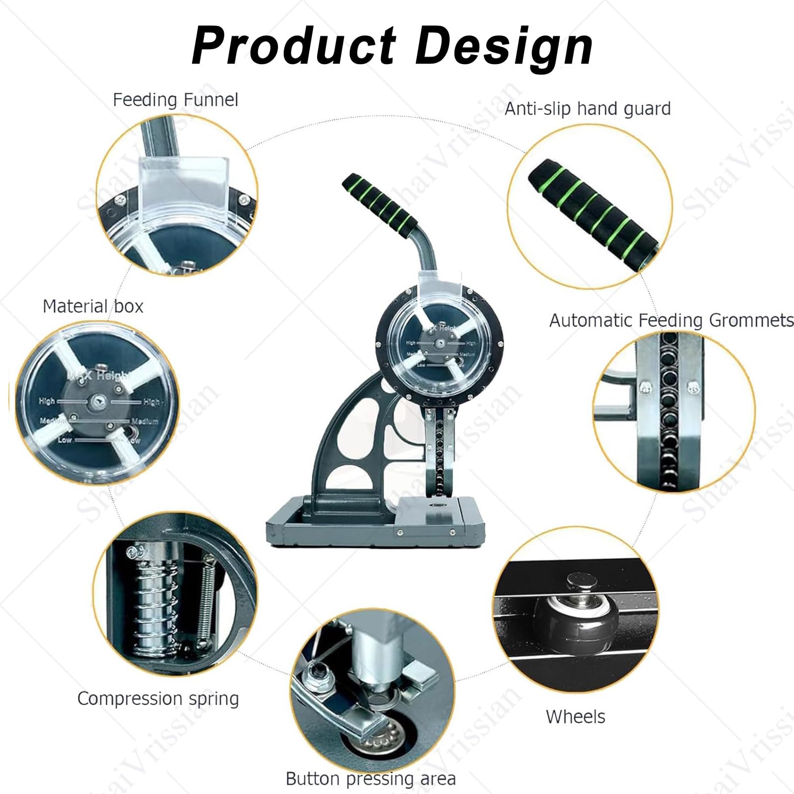 Macchina con Occhielli Semiautomatica per Impieghi Gravosi,Macchina Semiautomatica per Occhielli,Design con Manico Lungo,per Striscioni,Poster,Cartello 12MM