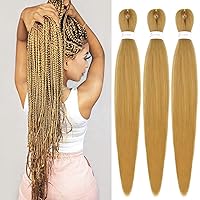 Vista 12 de IXIMII 3 paquetes de cabello trenzado rosa preestirado de 16 pulgadas, trenzas de ganchillo lacio, textura Yaki suave, extensiones de cabello