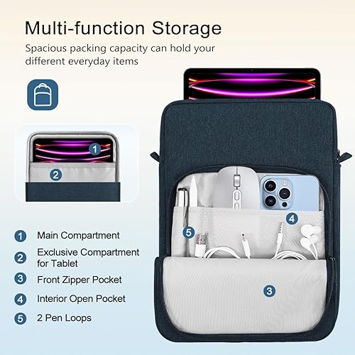 Miniatura 3 de TiMOVO Funda para tablet de 12.9 pulgadas con asa y correa para el hombro para iPad Pro 12.9 M2 202220212020, Surface Laptop Go de 12.4 pulgadas,