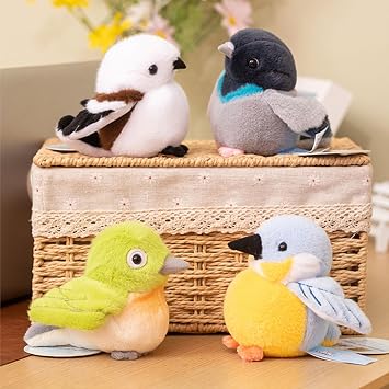 Realistic Bird Soft Toy, Designed as a Titmouse, Cute and Intricate, a Comforting Soft Toy, Perfect as a Gift for Children (Lesser Whitethroat)